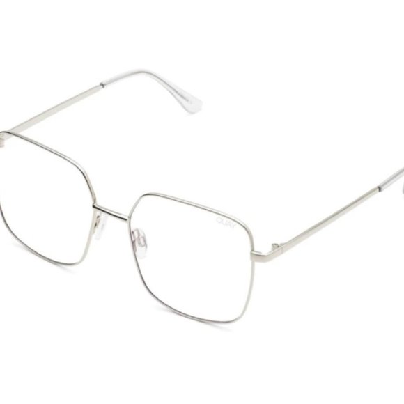 Quay Australia Cheat Sheet Large Square Blue Light Lens Screen Glasses Silver - Picture 2 of 8